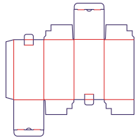 Box with two opposite flaps with a lock - rozkrój