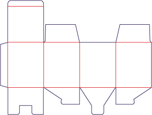 Box top 1 flap, bottom with lock - rozkrój