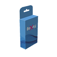 Box with two opposite flaps with a hanger