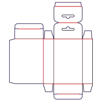 Box with two opposite flaps with a hanger - rozkrój